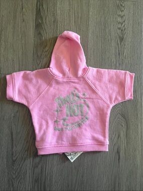 Girls Pink Hooded Pullover Sweatshirt with Shimmer 'That's HOT' Graphic